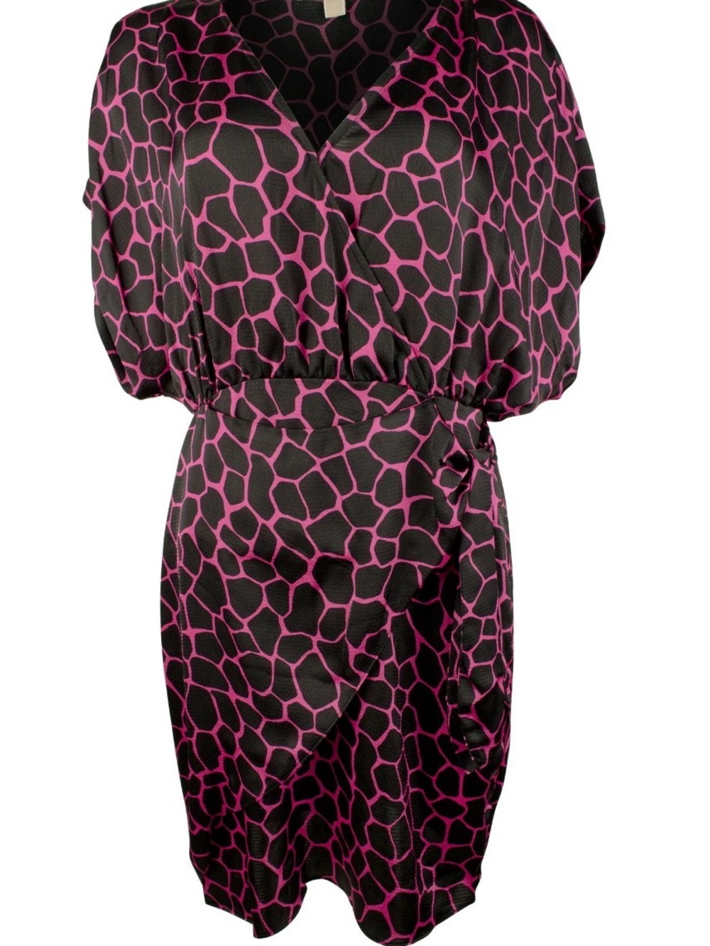Michael Kors Giraffe Print Flutter Sleeve Faux Wrap Dress XL NWT